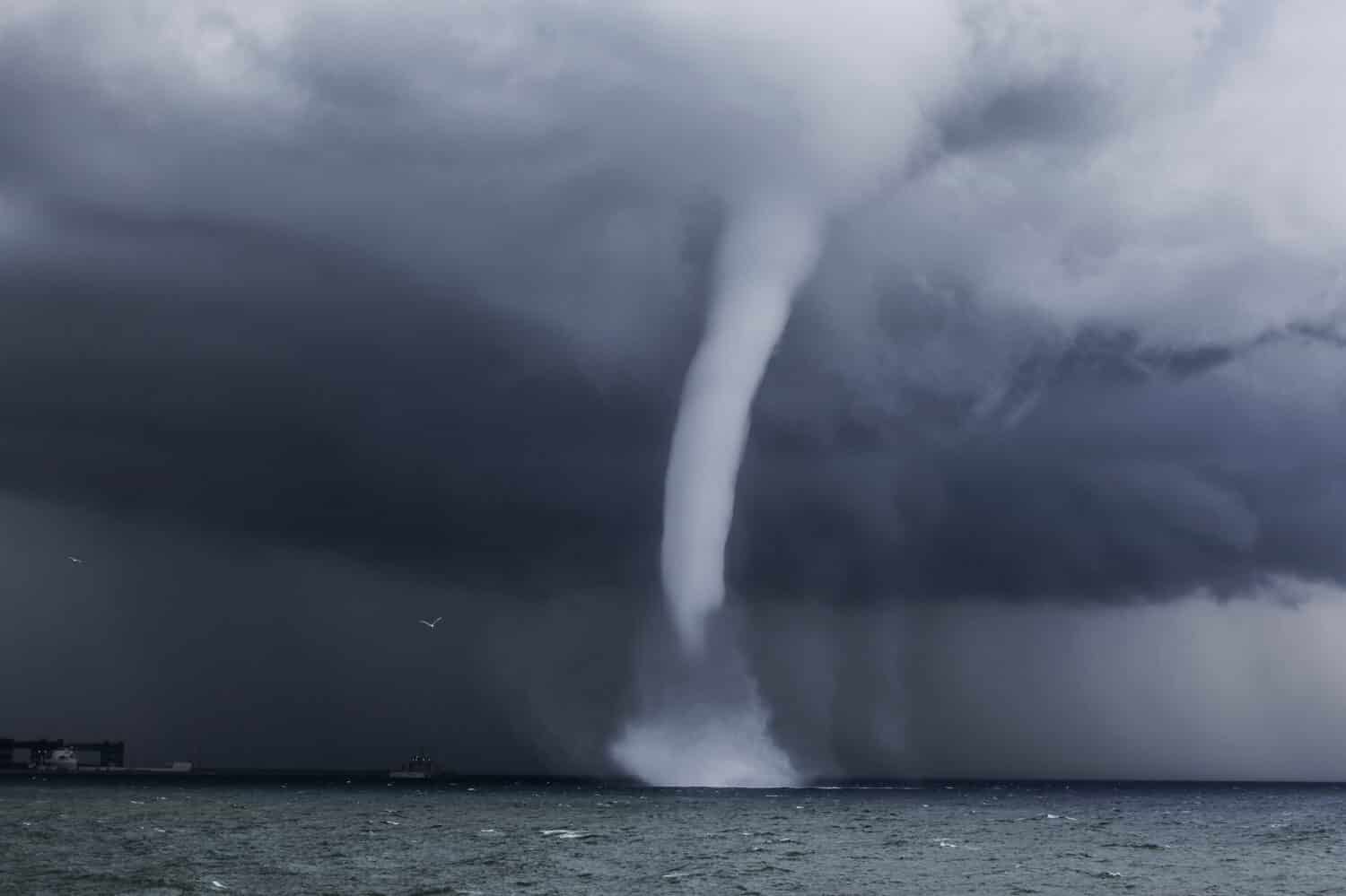 Spectacular waterspout over the sea