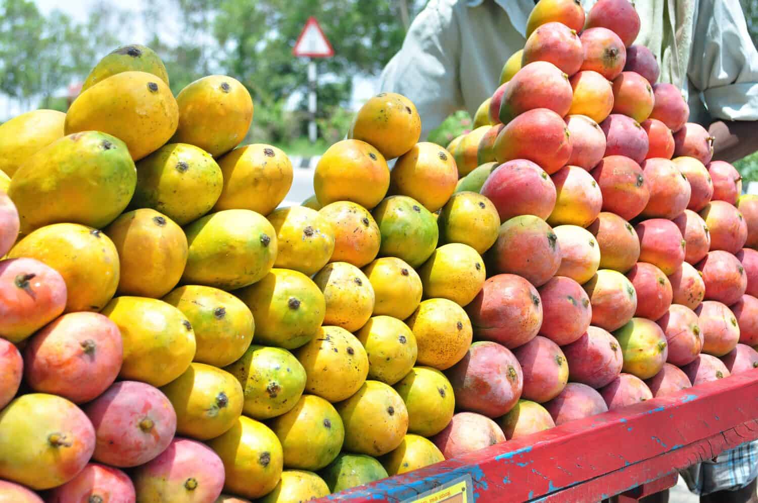 Street vendor selling raspuri mangoes