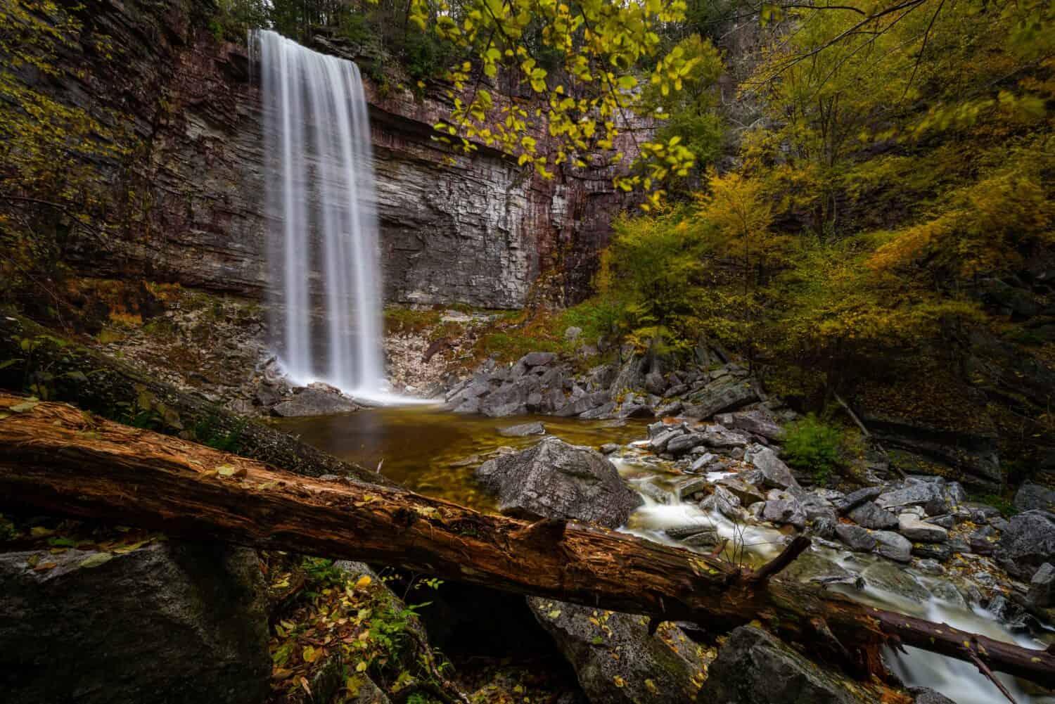 Stony Kill Falls - Long Exposure of Waterfall in Autumn - Minnewaska State Park - Catskill Mountains + Appalachian Mountain Region - New York