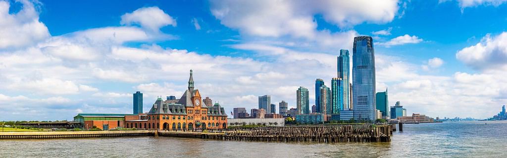 Panorama of Central Railroad of New Jersey Terminal in Jersey City, USA