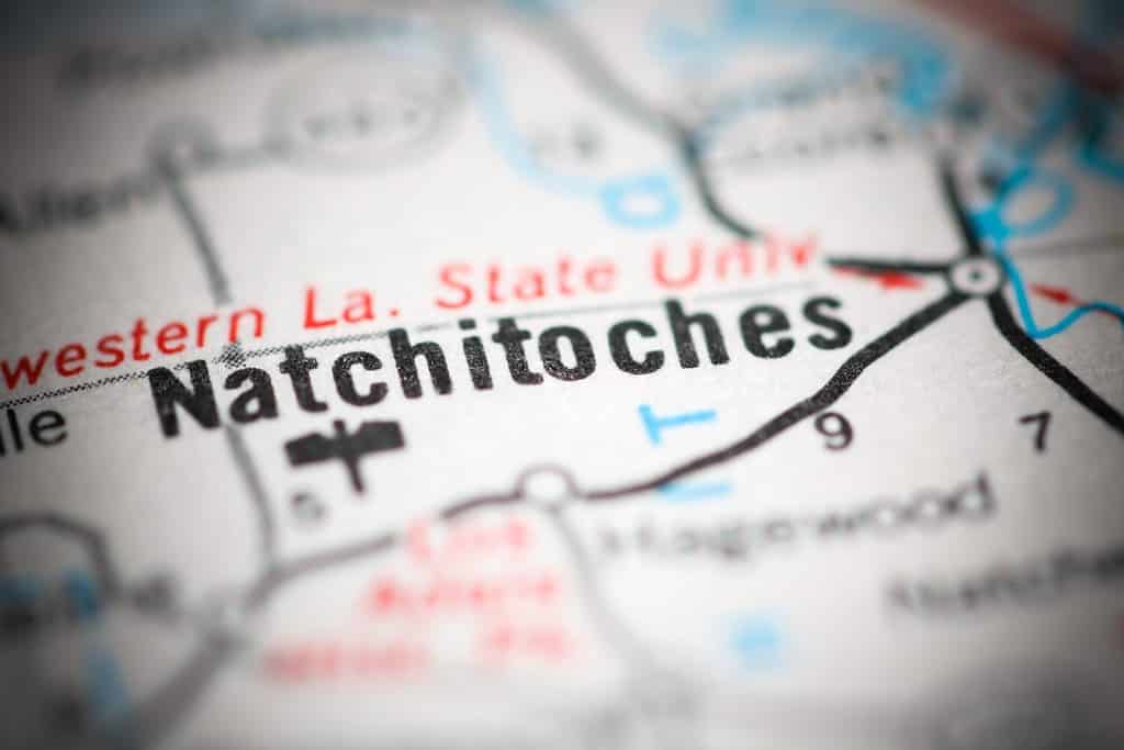 Natchitoches. Louisiana. USA on a geography map