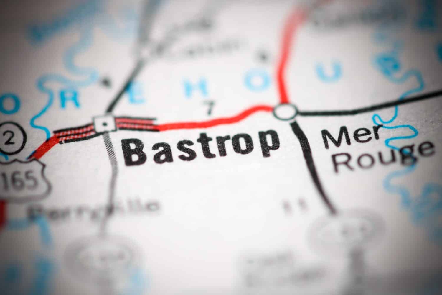 Bastrop. Louisiana. USA on a geography map