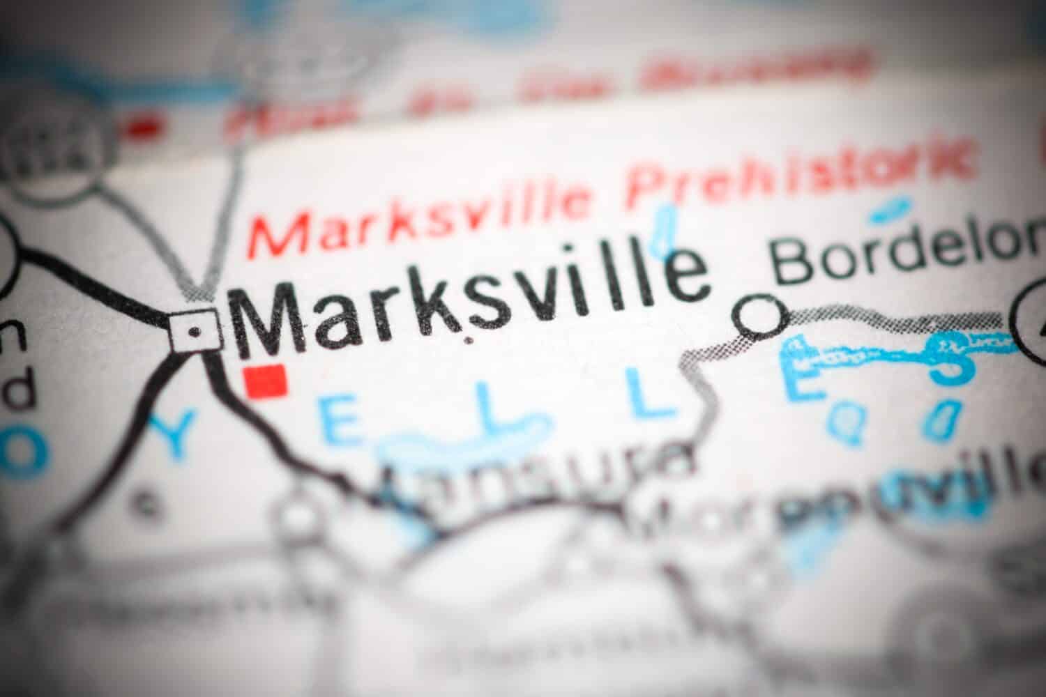 Marksville. Louisiana. USA on a geography map