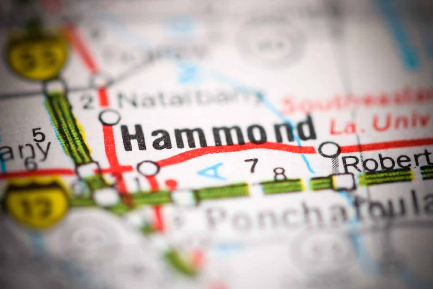 Hammond. Louisiana. USA on a geography map