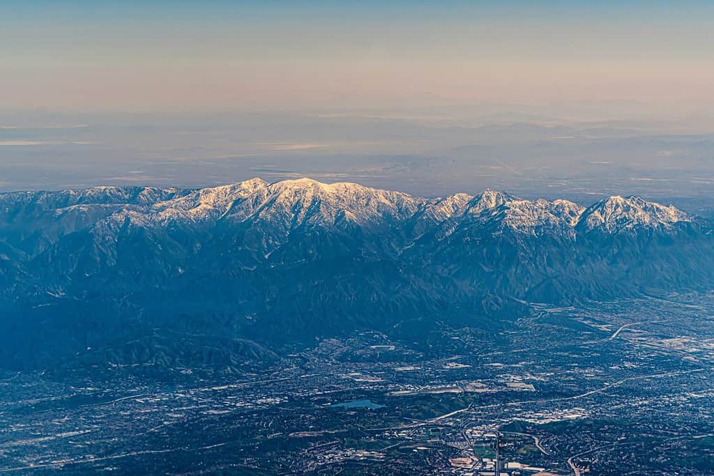 Aerial view of San Bernardino Mountain and San Gorgonio Mountain