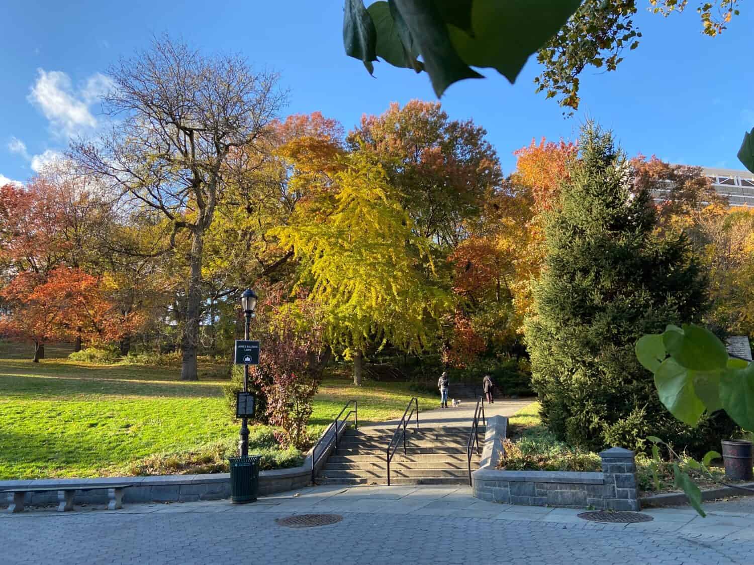 Entrance to St. Nicholas Park at 135th Street and St. Nicholas Avenue in Harlem in the fall