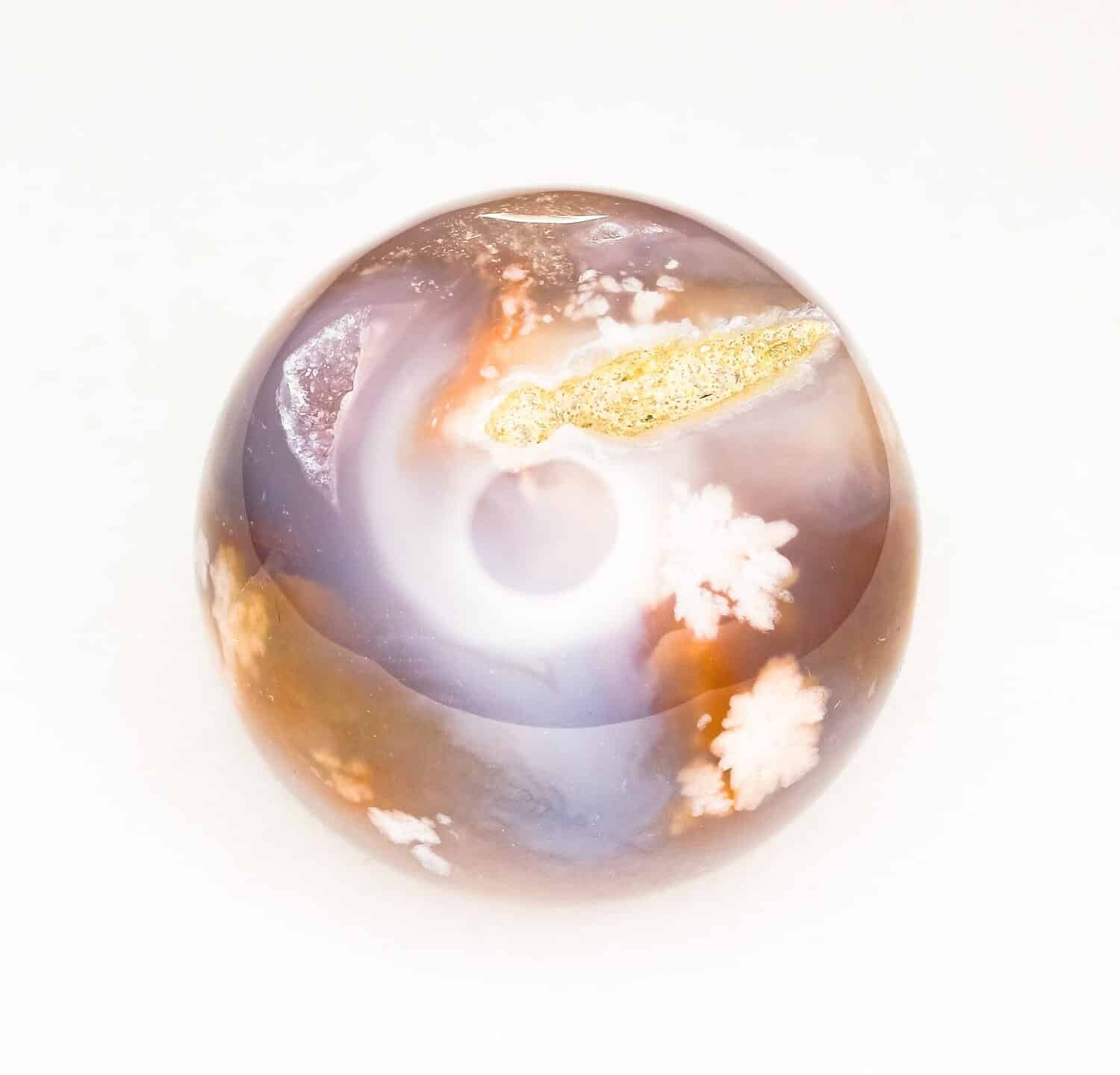 Closeup flower agate gemstone sphere