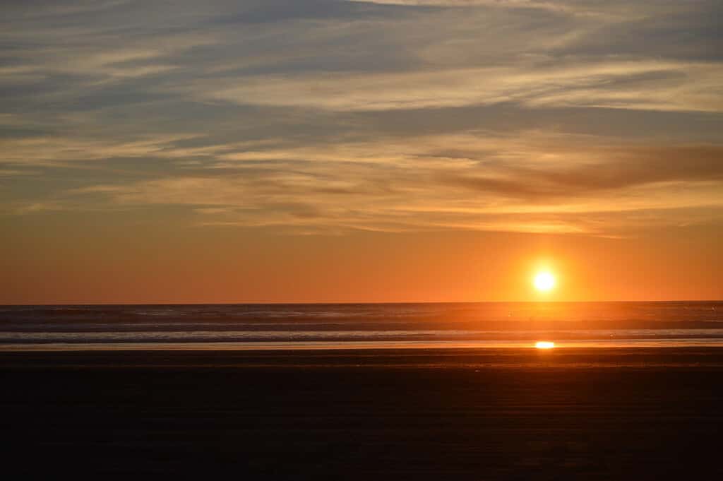Ocean side sunset