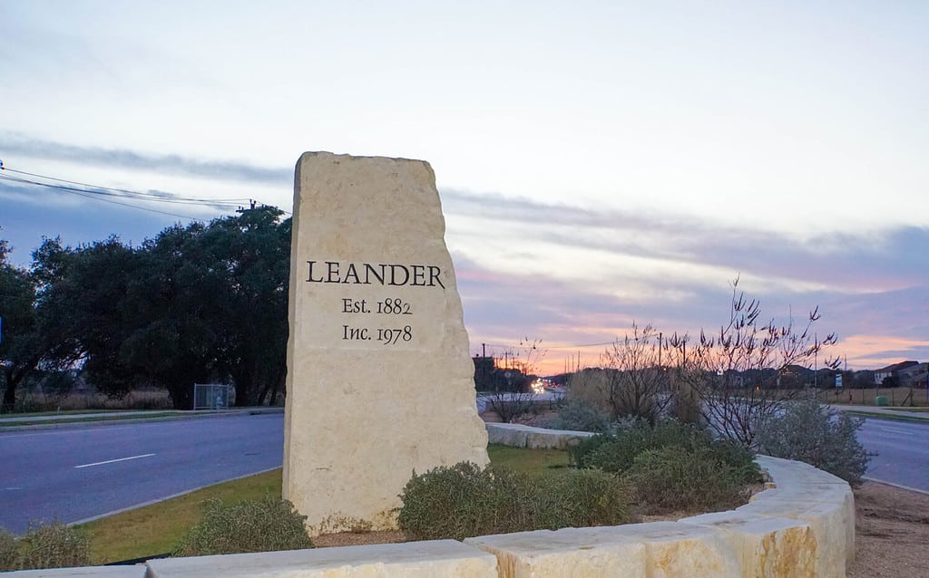 Beautiful sunsets are enjoyed by the small town community of Leander, Texas. The hill country gem is just outside of Austin.