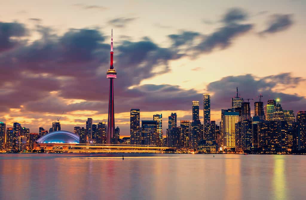 Toronto city skyline at night, Canada