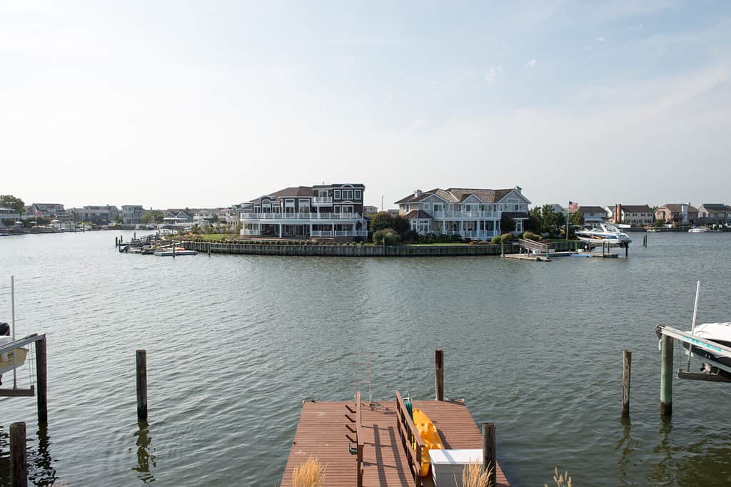 AVALON, NJ - AUGUST 30: Avalon Bay, beautiful bay with view of mansions and yachts on August 30, 2013