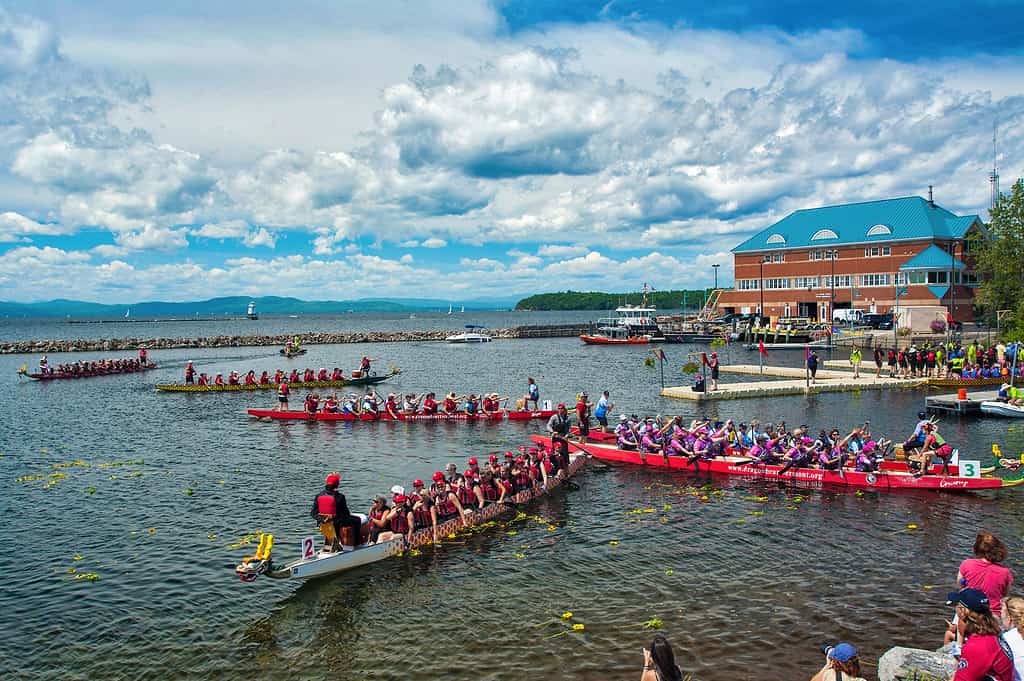 Dragon boat races on Lake Champlain in Burlington