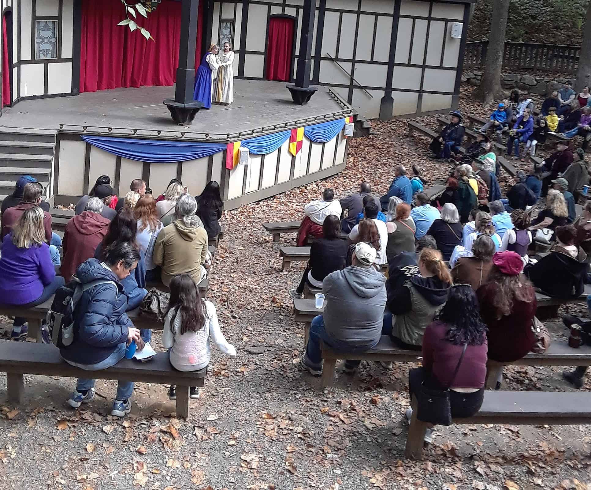 Visitors observe a Shakespearean play at the Maryland Renaissance Festival