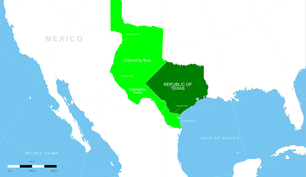 Republic of Texas independent state from 1836 to 1845