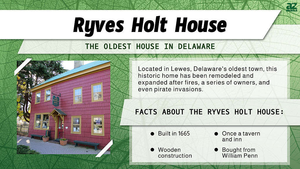 Infographic for the Ryves Holt House in Lewes, DE; the oldest house in Delaware.