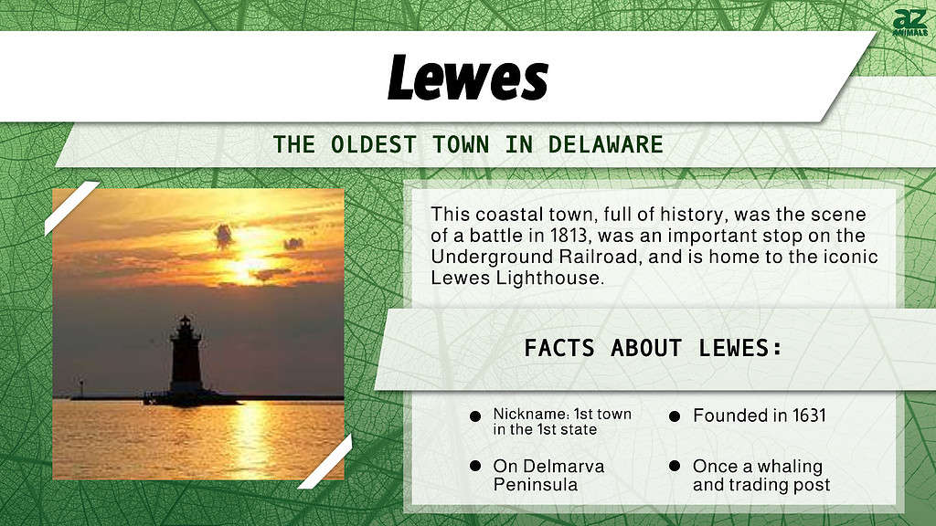 Infographic for Lewes, Delaware, the oldest town in Delaware.