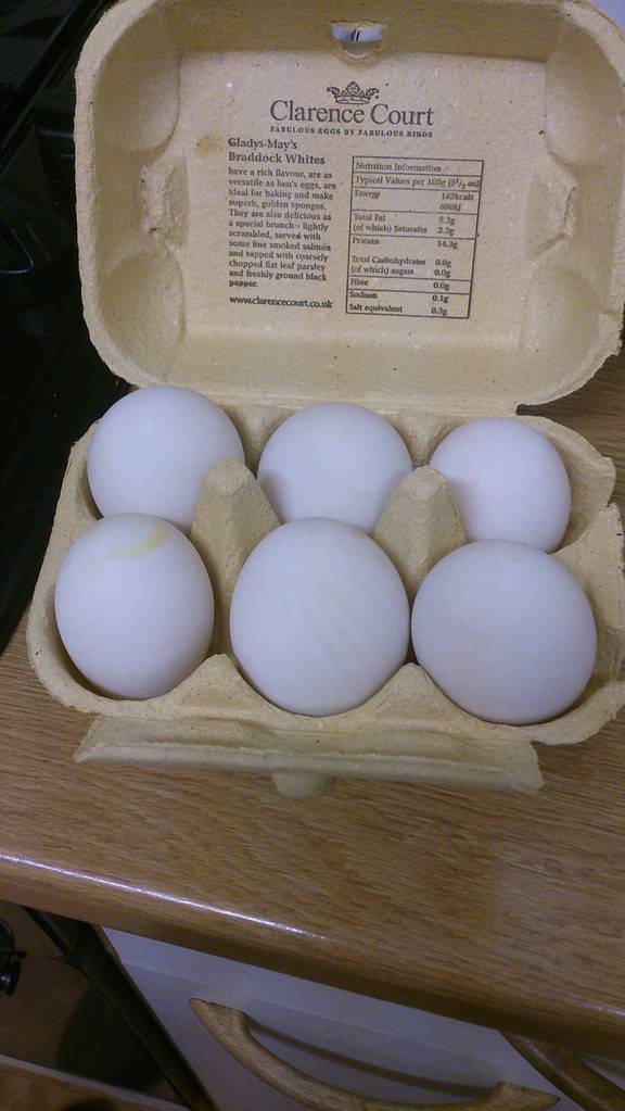 Duck eggs in carton