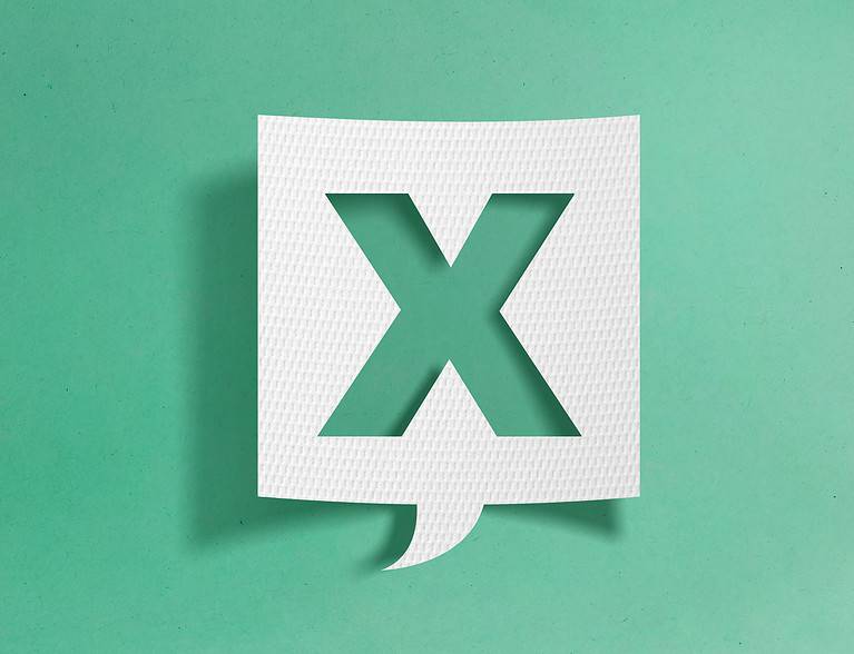 Speech bubble with letter X