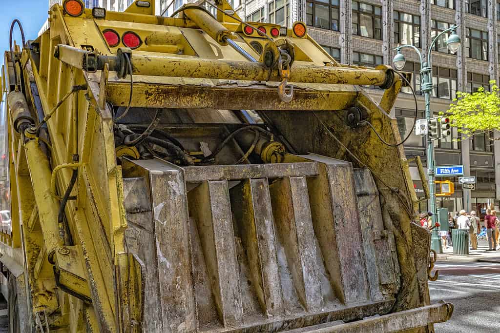 Garbage truck detail in new york city
