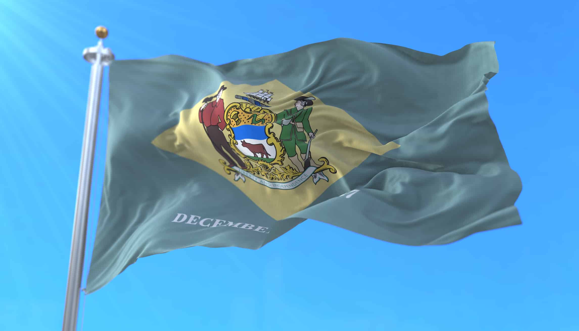 Flag of american state of Delaware, region of the United States