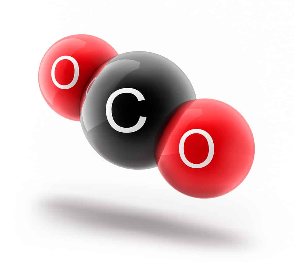 Glossy molecule of carbon dioxide