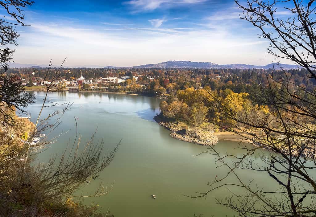 Wide view at Willamette river in Milwaukie area