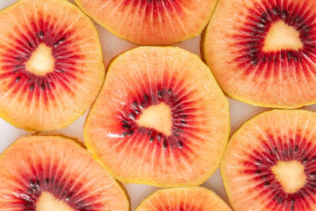 Close Up of Red Kiwi Fruit Slices