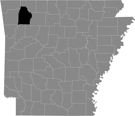 Location map of the Madison county of Arkansas, USA