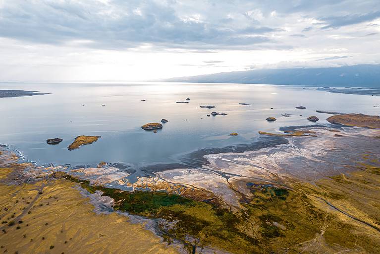 Lake Natron with Soda Ash shore