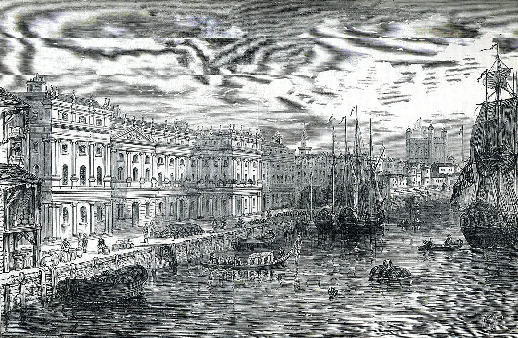 Custom House and Tower of London in 19th Century