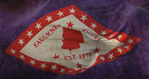 Old flag of Faulkner, county of the state of Arkansas, United States
