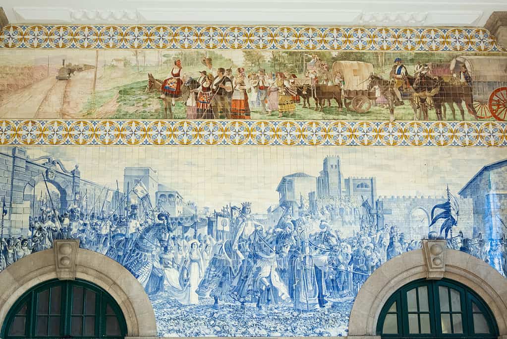 Portuguese blue tiles of Sao Bento train station