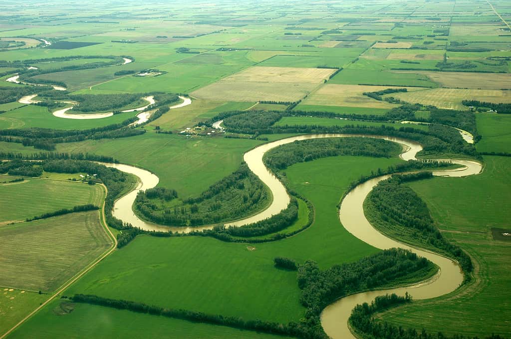 Curved river from the top