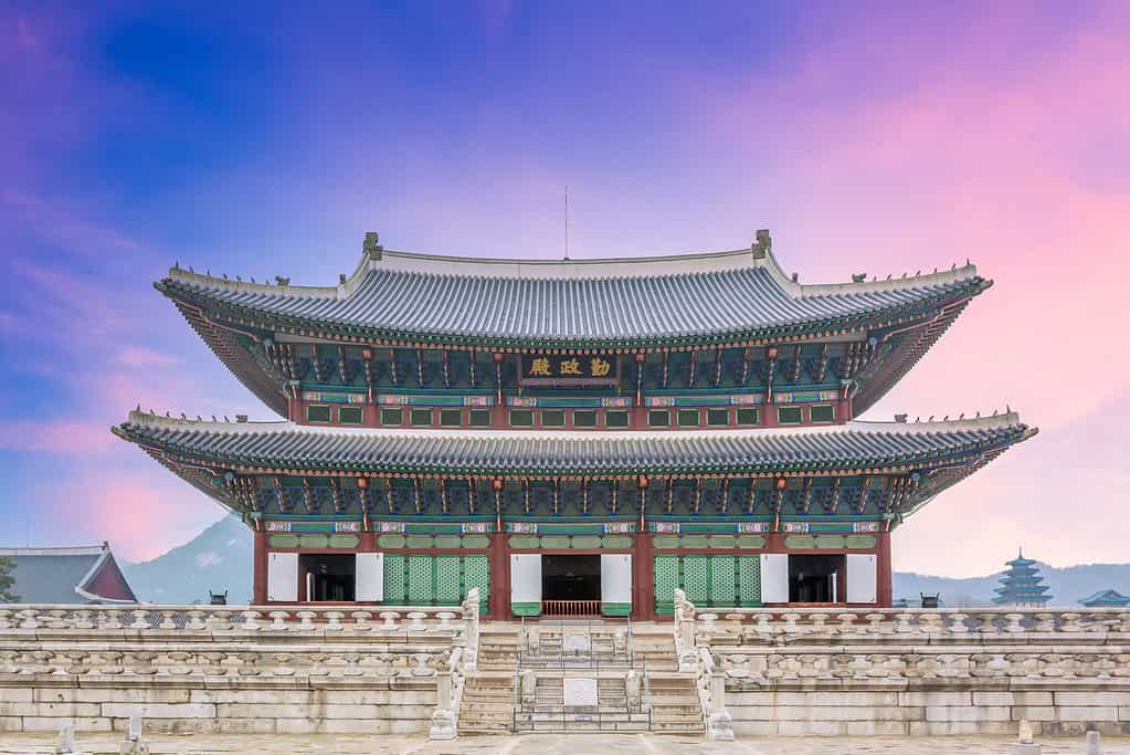 Geunjeongjeon Hall at Gyeongbokgung Palace, Gyeongbok palace in Seoul City, Gyeongbokgung palace landmark of Seoul City, South Korea.