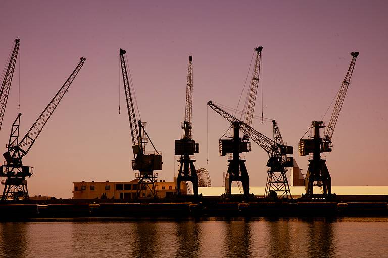 Sunset on the river Tigris with Cranes