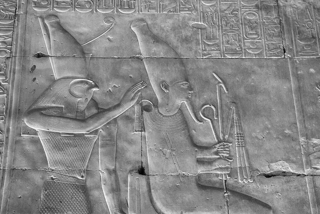 Horus and Osiris, Temple of Seti I, Abydos, Egypt