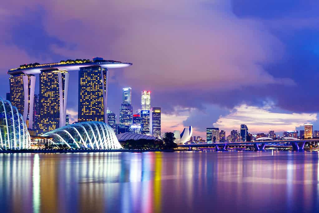 Singapore skyline at night