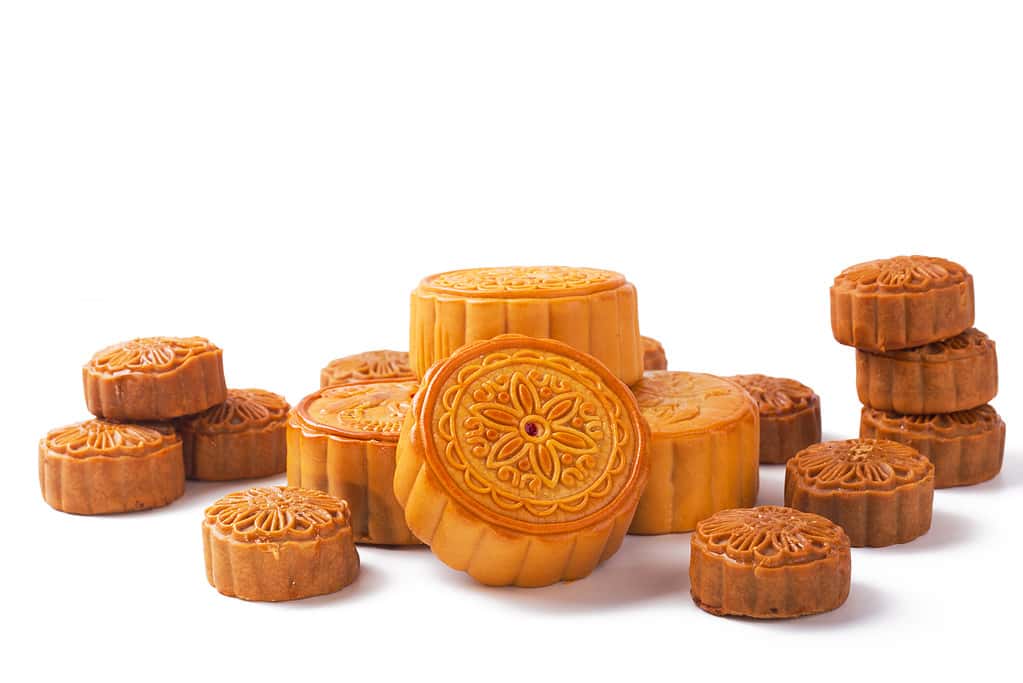 The Mid-Autumn Festival in China is celebrated with mooncakes in honor of the Harvest Moon.