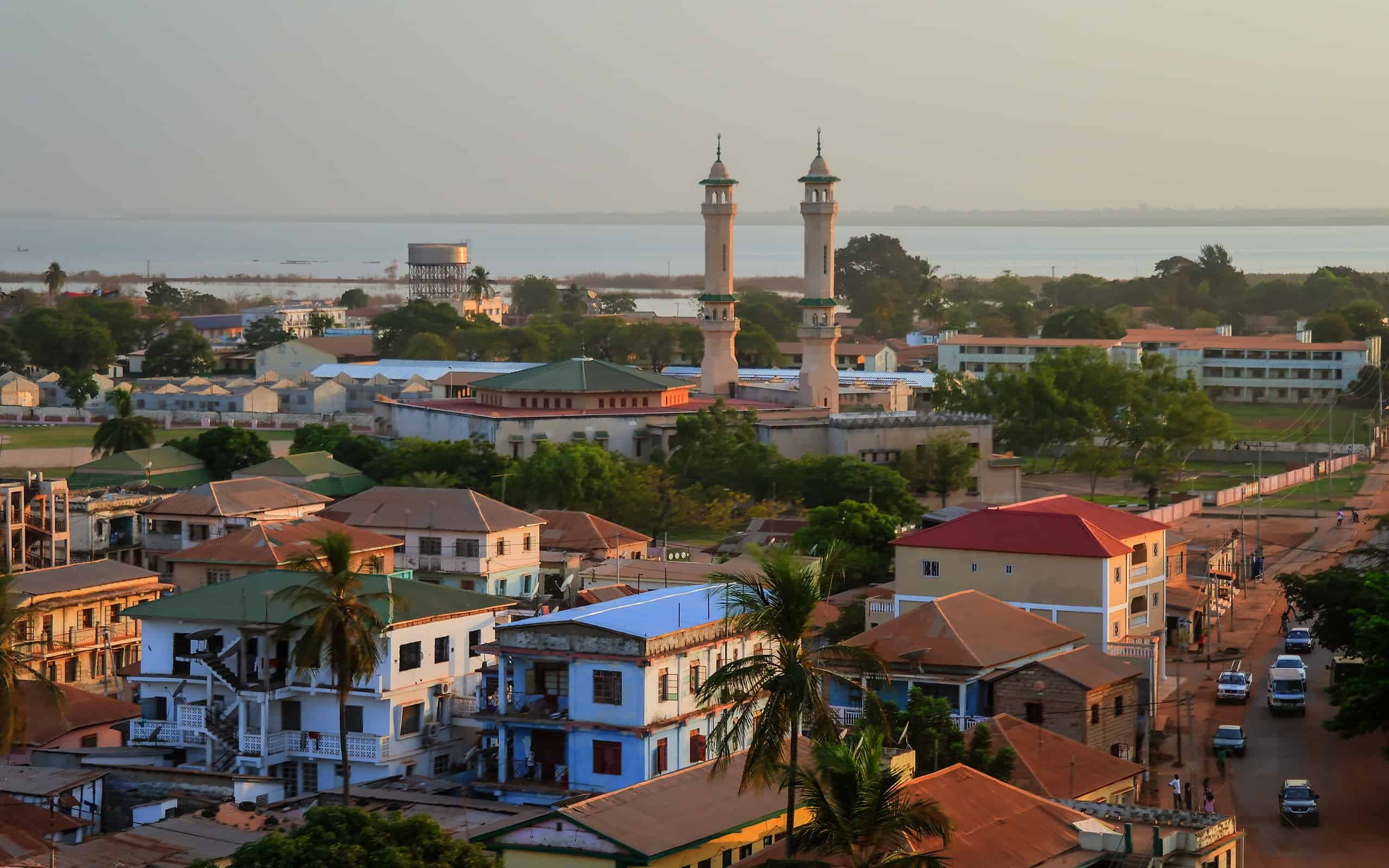 Aerial panorama view to city of Banjul, Gambia