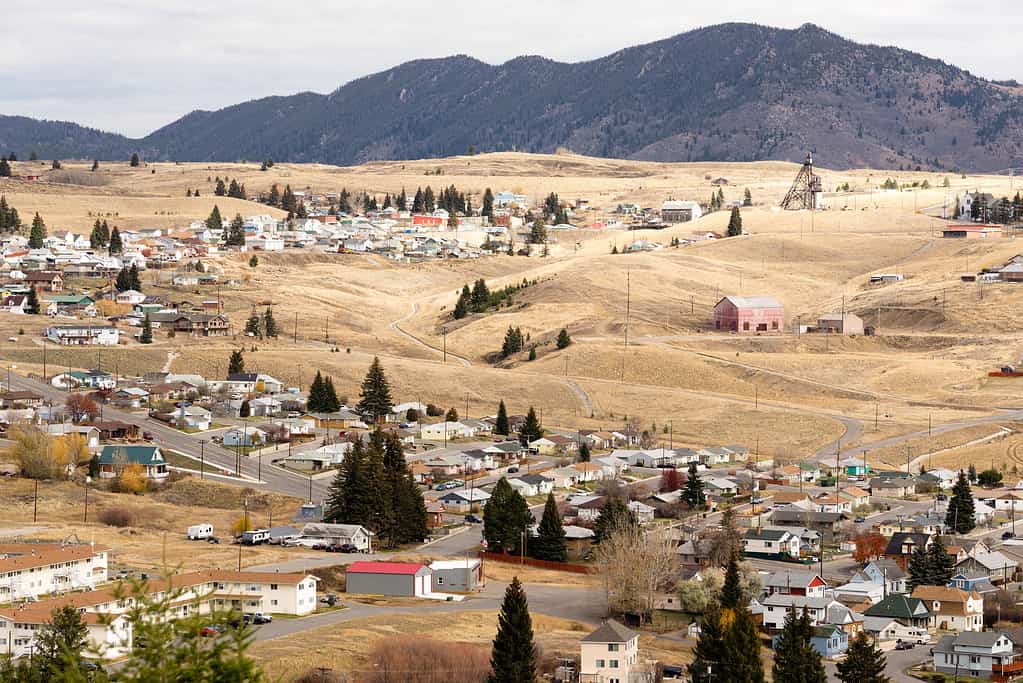 High Angle Overlook Walkerville Montana Downtown USA United States