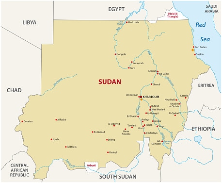 Sudan is south of Egypt.