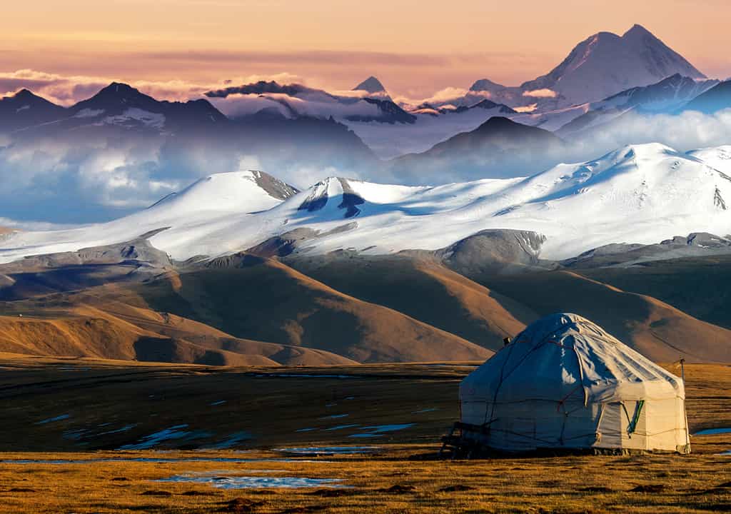 Nomadic tents known as Yurt at the Almaty Mountains, Kazakhstan