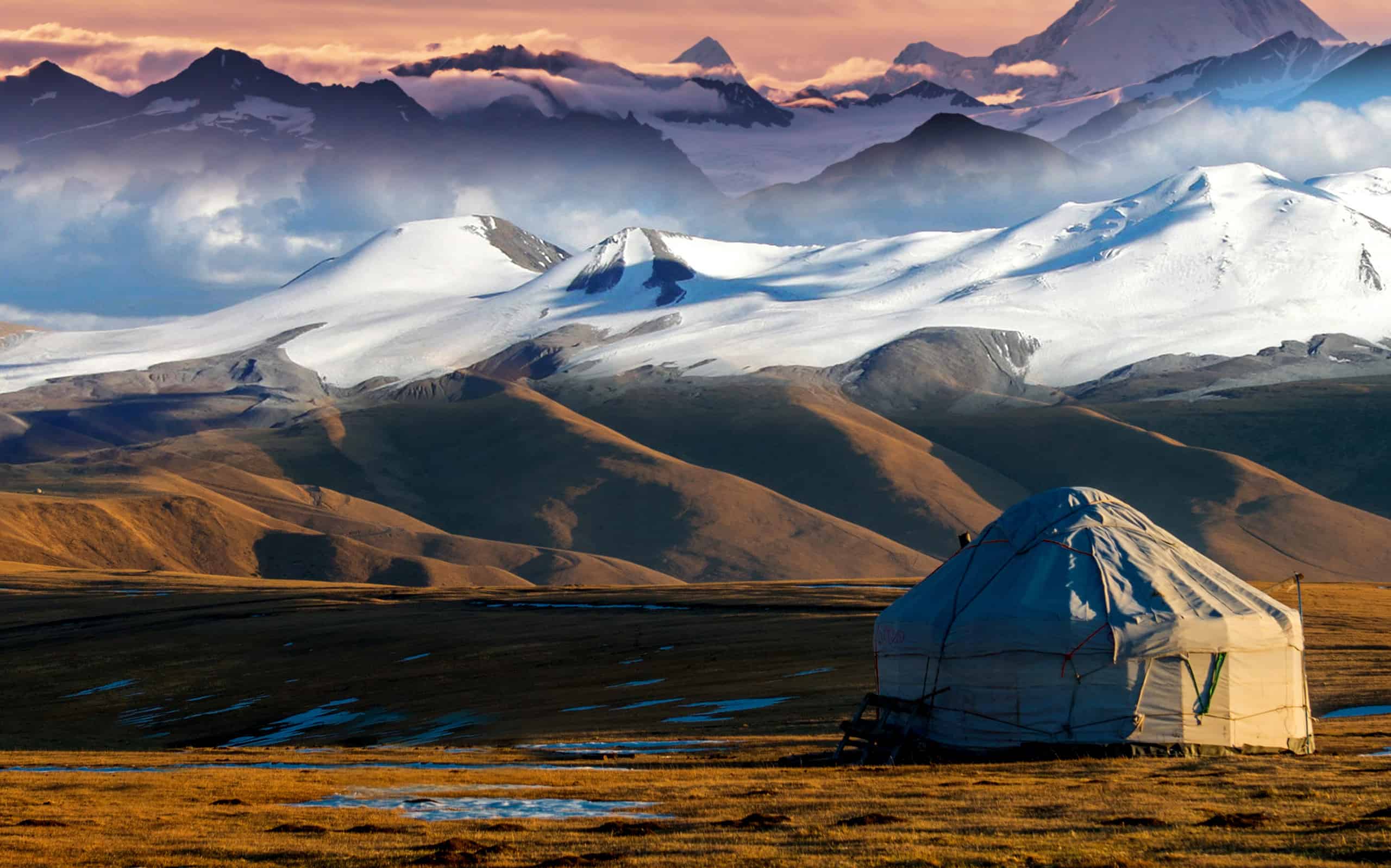 Nomadic tents known as Yurt at the Almaty Mountains, Kazakhstan