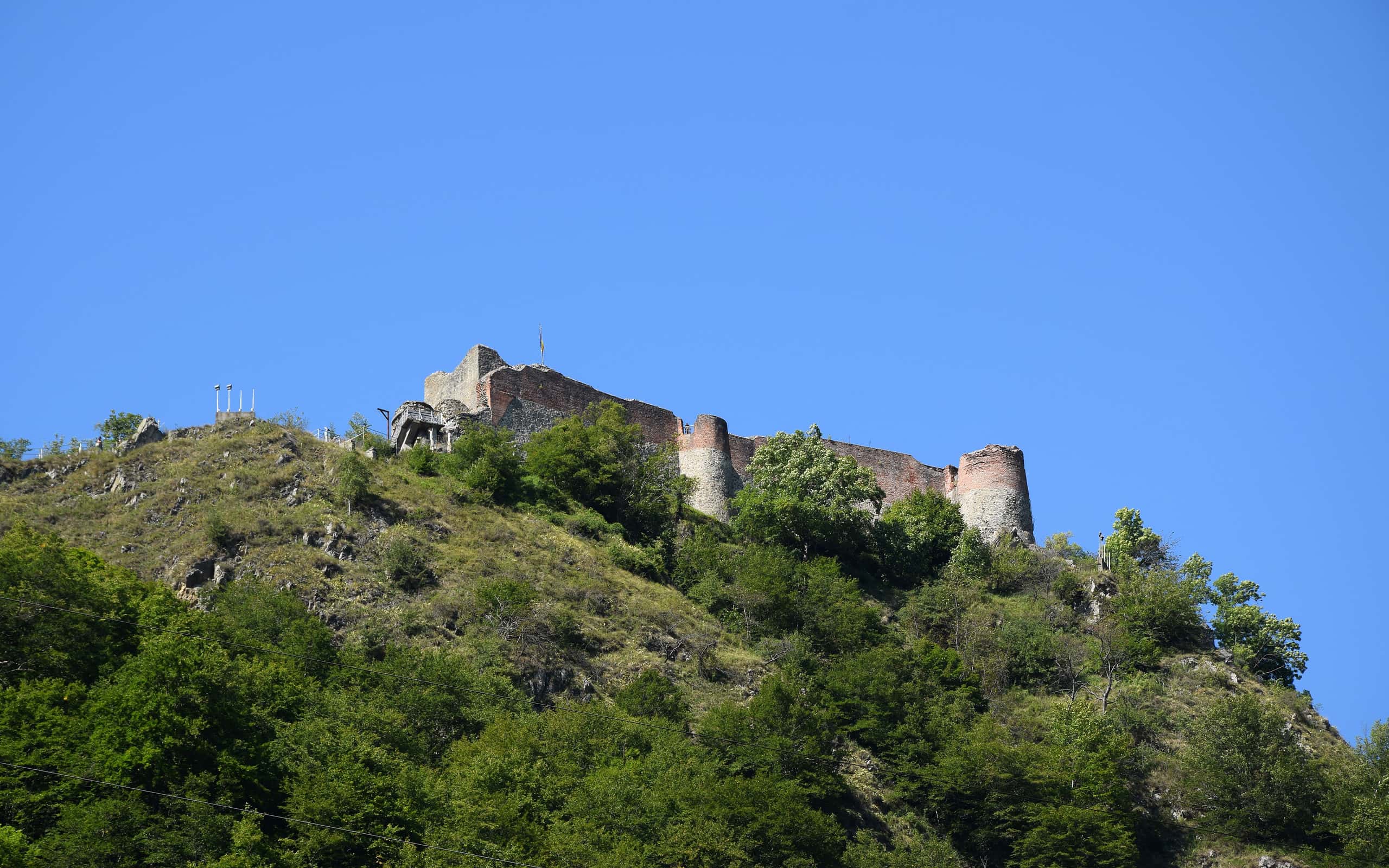 Ruins of Poenari Castle on Mount Cetatea. Real Dracula castle, Romania.