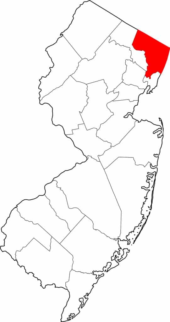 Map location of Bergen County, New Jersey