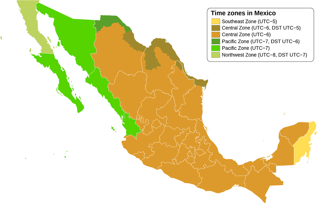 Mexico's time zones