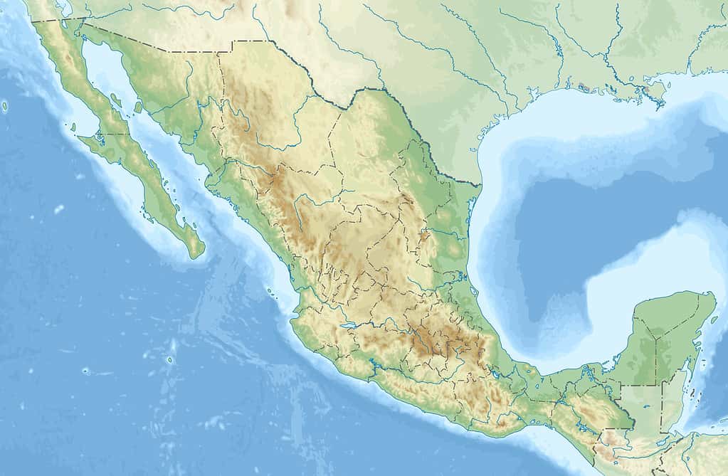 Topographic location map of Mexico
