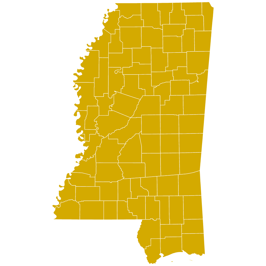 Mississippi map with counties