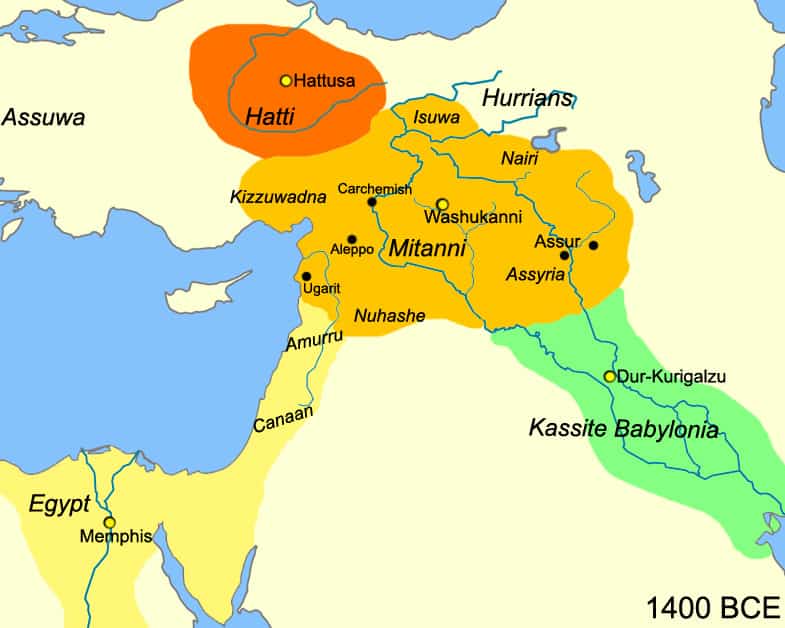 Map of the near east circa 1400 BCE.