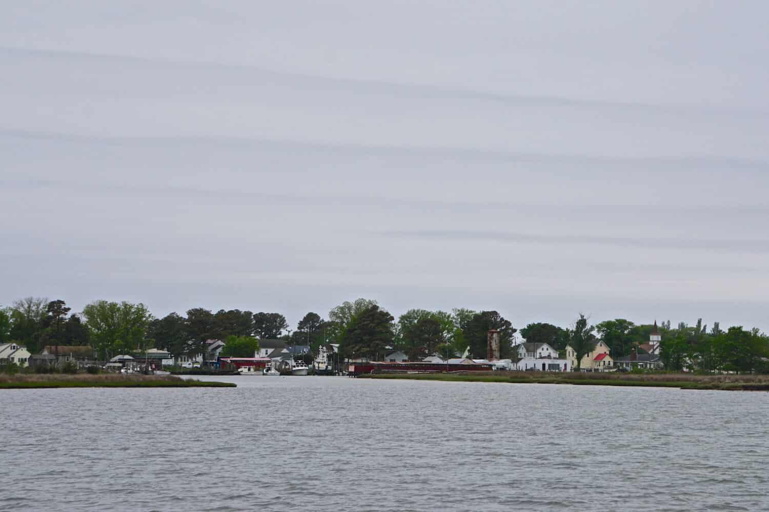 Houses on the coast of Smith Island, Virginia, in the Chesapeake Bay. The Island has been shrinking in size for centuries, due to a combination of its low elevation and storm erosion.